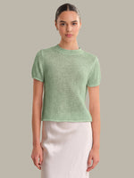 Load image into Gallery viewer, Terri Roll Edge Short Sleeve Sweater in Silt Green