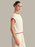 Load image into Gallery viewer, Pearl Cap Sleeve Pullover in Chalk