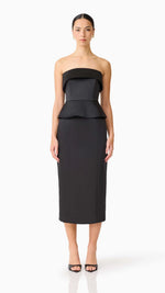 Load image into Gallery viewer, Sydney Strapless Midi Dress in Black
