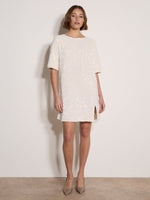 Load image into Gallery viewer, Sequin Bow Back Shift Dress in White
