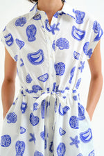 Load image into Gallery viewer, Lobster Dinner Midi Dress in White Multi