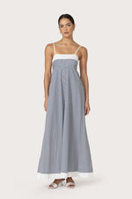 Load image into Gallery viewer, Adriana Maxi Poplin Dress in Denim Stripe