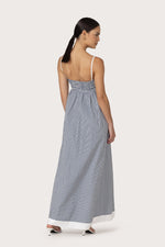 Load image into Gallery viewer, Adriana Maxi Poplin Dress in Denim Stripe