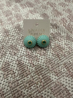 Load image into Gallery viewer, Medium Lamp Button Earring in Turquoise