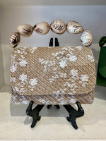 Load image into Gallery viewer, The Nica Rattan Clutch in Cream Flowers