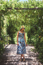 Load image into Gallery viewer, Camillie Midi Dress in Blue Heran