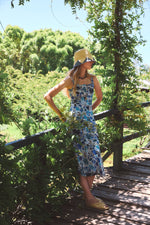 Load image into Gallery viewer, Camillie Midi Dress in Blue Heran