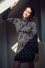 Load image into Gallery viewer, Kristen Knit Mini Dress in Gunmetal Swirls