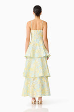 Load image into Gallery viewer, Penelope Tiered Gown in Yellow/Blue