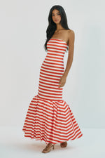Load image into Gallery viewer, Olina Gown in Ivory/Red Nautical Stripe