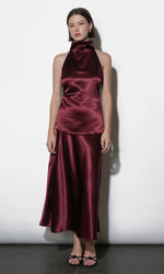 Load image into Gallery viewer, Paige Midi Slip Skirt in Dark Cherry
