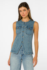 Load image into Gallery viewer, Ideline Denim Vest in Vintage Havana