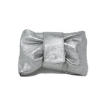 Load image into Gallery viewer, Italian Leather Bow Clutch/Crossbody Bag in Silver