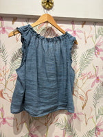 Load image into Gallery viewer, Tana Ruffle Sleeve Top in Hailstone