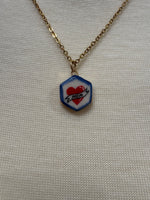 Load image into Gallery viewer, Mom Tattoo Heart Charm on Gold Singapore Chain