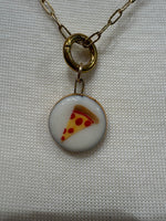 Load image into Gallery viewer, Pizza Charm on Gold Paperclip Chain w/ Carabiner