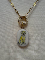 Load image into Gallery viewer, Golden Retriever Charm on Gold Paperclip Chain w/ Carabiner