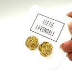 Load image into Gallery viewer, Rose Earrings in Gold