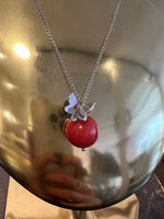 Load image into Gallery viewer, Butterfly Necklace on Long Chain in Salmon Red