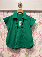 Load image into Gallery viewer, Short Sleeve Cut Out Detail Top in Green