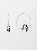 Load image into Gallery viewer, Kissing Woodpecker Hoop Earrings