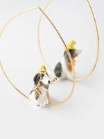 Load image into Gallery viewer, Playing Australian Shepherd Dog and Bird Hoop Earrings