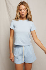 Load image into Gallery viewer, Lisa Recycled Cotton Tee Vintage Fitted Crew in Sky Blue