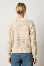 Load image into Gallery viewer, Oversized V-Neck Sweater in Eggshell Combo