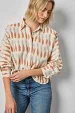 Load image into Gallery viewer, Ikat Dolman Button Down in Carob Ikat