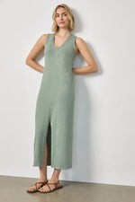 Load image into Gallery viewer, V-Neck Seamed Maxi Dress in Sage