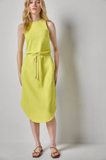 Load image into Gallery viewer, Textured Terry Shirttail Midi Dress in Limeade