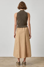 Load image into Gallery viewer, Mixed Media Mock Neck Dress in Olive