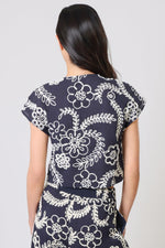 Load image into Gallery viewer, Gatsby Top in Blue Embroidery