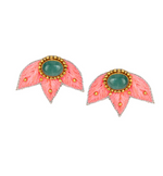 Load image into Gallery viewer, Braz Ear-chip Studs in Melon/Aventurine