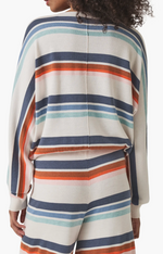 Load image into Gallery viewer, Polly Draw Tie Striped Sweater in Navy Multi