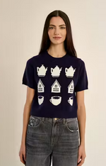 Load image into Gallery viewer, Tea House Knit Sweater in Navy