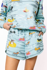 Load image into Gallery viewer, Dogs Swimming on Floats Sweatshirt in Blue