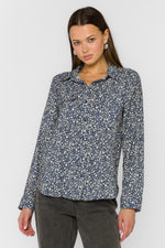 Load image into Gallery viewer, Talma Button Down in Midnight Navy Floral Garden
