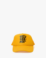 Load image into Gallery viewer, Trucker Hat in Marigold Excusez Moi