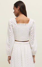 Load image into Gallery viewer, Bria Eyelet Top in White
