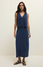 Load image into Gallery viewer, Noelle Jersey Denim Top in Indigo
