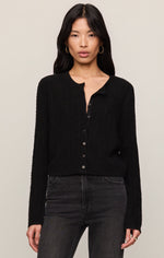 Load image into Gallery viewer, Medina Pointelle Cardigan in Black