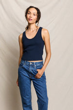 Load image into Gallery viewer, Blondie Rib Tank in Navy