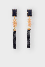 Load image into Gallery viewer, Long Shine Earrings in Black/Peach