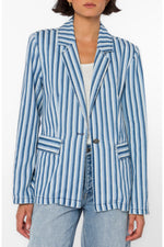 Load image into Gallery viewer, Deni Blazer in Blue Stripe