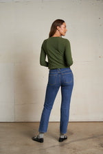 Load image into Gallery viewer, Jamie Recycled Cotton Long Sleeve Crew in Fern Green