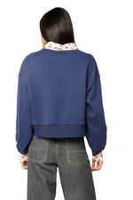 Load image into Gallery viewer, Polka Dot Collar Turkey Sweatshirt in Navy