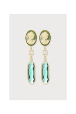 Load image into Gallery viewer, Cameo Earrings in Green