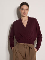 Load image into Gallery viewer, Soft Fine Knit Wrap Jumper in Burgundy