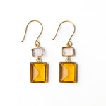 Load image into Gallery viewer, Veronica Two Tone Color Cut Glass Dangle Earrings in Amber